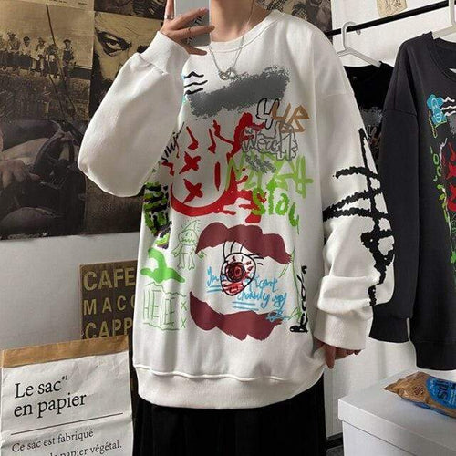 Planet Gates White / 2XL 180-195CM65-98KG Hoodie Sweatshirt Mens Hip Hop Pullover Hoodies Streetwear Casual Fashion Clothes Colorblock Hoodie Cotton