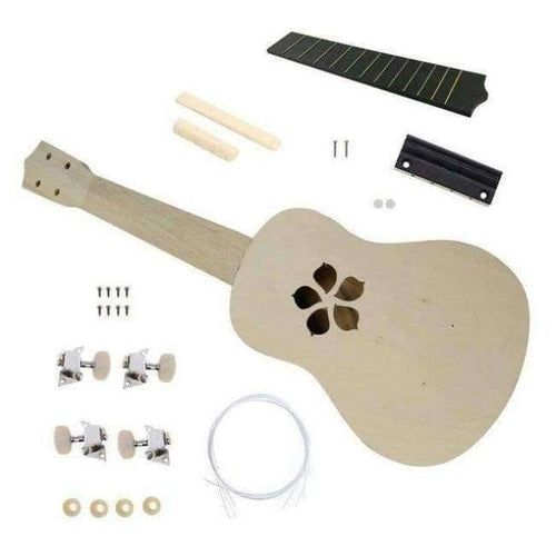 Planet Gates White / 30 Inches 21 Inch DIY Ukulele Kit Basswood Body Plastic Fingerboard Small Guitar DIY Handmade Assembly Ukulele Musical Instrument
