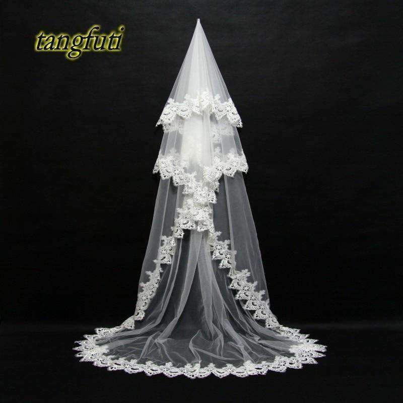 Planet Gates White / 300cm Cathedral Bridal Veils 2018 New Bride Wedding Veil Long Bride Appliques Bridal Veil 3 Meters One Layer Wedding Accessories