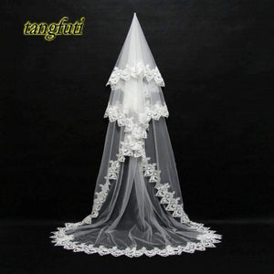 Planet Gates White / 300cm Cathedral Bridal Veils 2018 New Bride Wedding Veil Long Bride Appliques Bridal Veil 3 Meters One Layer Wedding Accessories