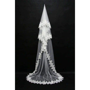 Planet Gates White / 300cm Cathedral Bridal Veils 2018 New Bride Wedding Veil Long Bride Appliques Bridal Veil 3 Meters One Layer Wedding Accessories