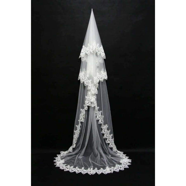 Planet Gates White / 300cm Cathedral Bridal Veils 2018 New Bride Wedding Veil Long Bride Appliques Bridal Veil 3 Meters One Layer Wedding Accessories