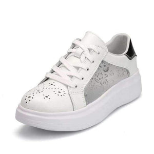 Planet Gates white / 36 HZXINLIVE 2018 Women Vulcanized Shoes Sneakers Ladies Lace Up Silk Basket Shoes Breathable Walking Genuine Leather Casual Flats