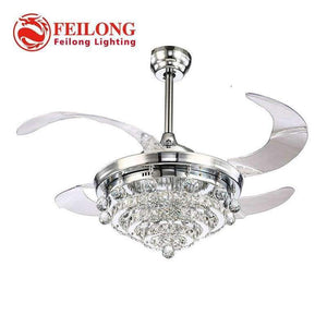 Planet Gates White / 36w / 110V Retractable Blades Crystal ceiling Fan with Led light