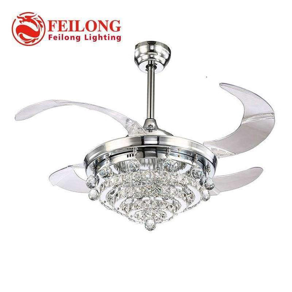 Planet Gates White / 36w / 110V Retractable Blades Crystal ceiling Fan with Led light