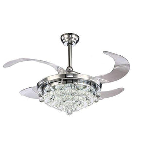 Planet Gates White / 36w / 110V Retractable Blades Crystal ceiling Fan with Led light