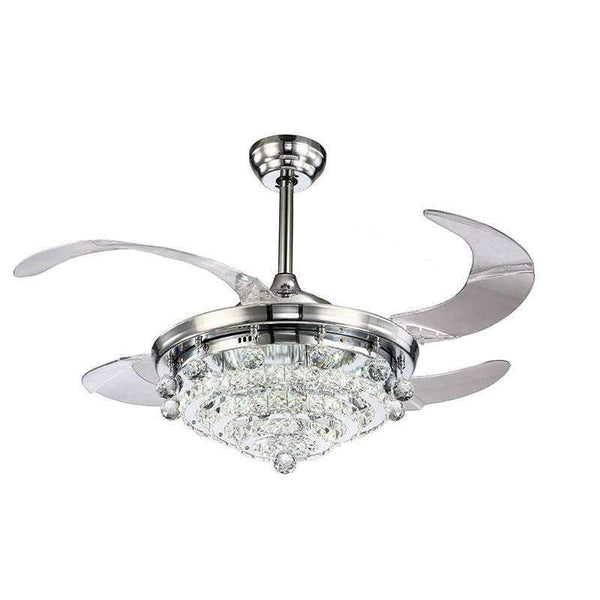 Planet Gates White / 36w / 110V Retractable Blades Crystal ceiling Fan with Led light
