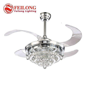 Planet Gates White / 36w / 110V Retractable Blades Crystal ceiling Fan with Led light