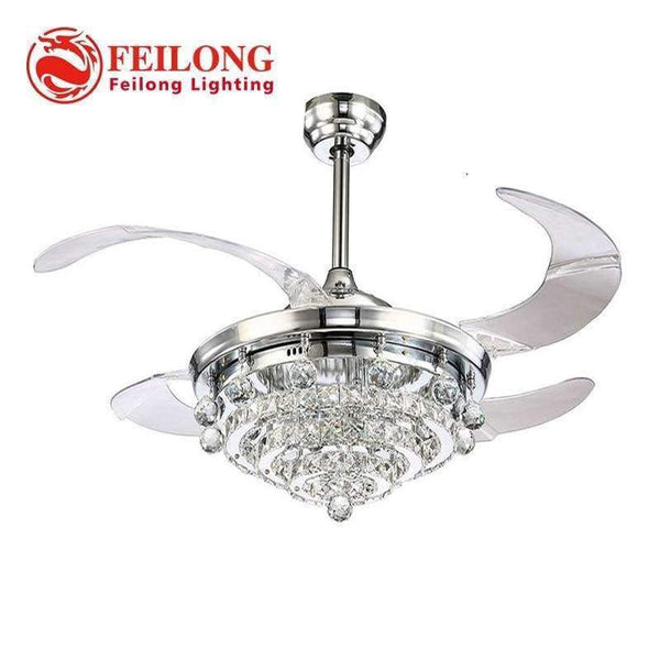 Planet Gates White / 36w / 110V Retractable Blades Crystal ceiling Fan with Led light