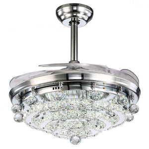 Planet Gates White / 36w / 110V Retractable Blades Crystal ceiling Fan with Led light