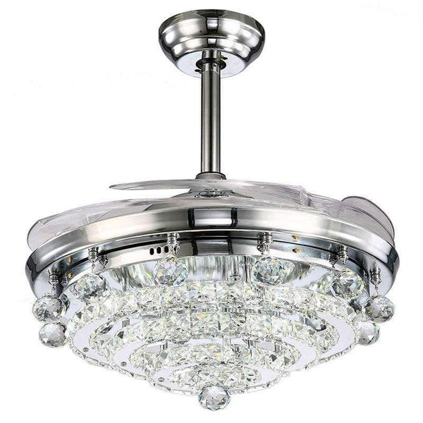 Planet Gates White / 36w / 110V Retractable Blades Crystal ceiling Fan with Led light