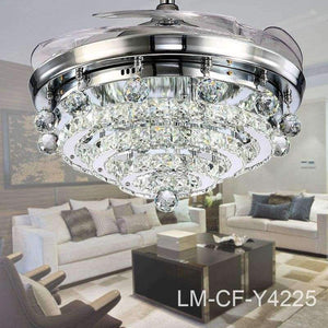 Planet Gates White / 36w / 110V Retractable Blades Crystal ceiling Fan with Led light