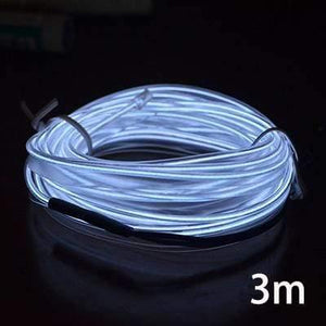 Planet Gates White-3m EL Wire 12V Car Flexible Neon DIY Decoration Auto LED Light RGB Lights Strip Cool For Car Central Control Door Outdoor Party