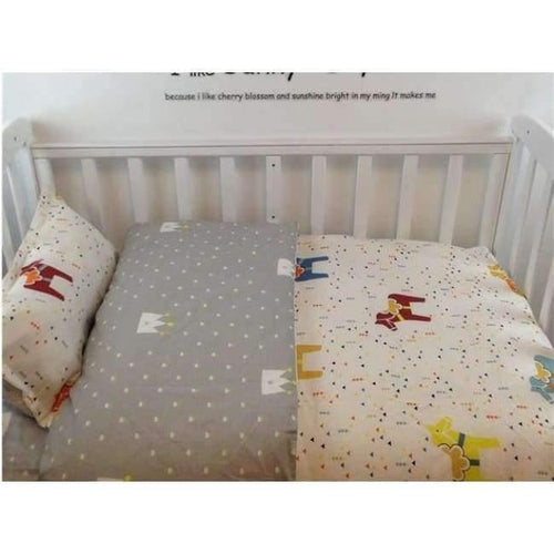 Planet Gates White 3PCS Newborn Baby Bed sheets Crib Quilt Cover infant Baby Cot Bedding 100% cotton,(Duvet Cover+Sheet+Pillowcase)