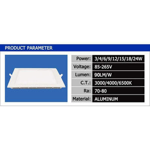 Planet Gates White / 3w Thickness 3W/6W/9W/12W/15W/18W/24W LED downlight  Square LED panel / pannel light led ceiling Recessed fixtures lamp  AC85-265V