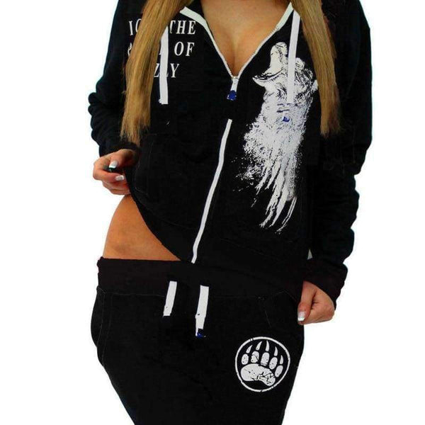 Planet Gates white / 3XS Tracksuit Two Piece Set 2018 Women Autumn Hooded Sweatshirt Hoodies Turn-down Collar Tops+Pants Casual Suits