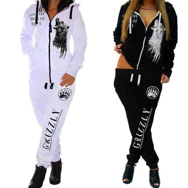 Planet Gates white / 3XS Tracksuit Two Piece Set 2018 Women Autumn Hooded Sweatshirt Hoodies Turn-down Collar Tops+Pants Casual Suits