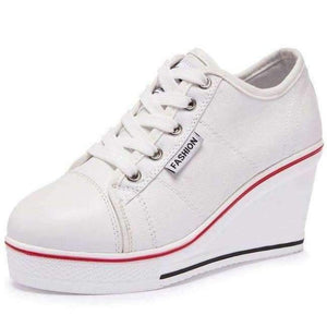 Planet Gates white / 4 2018 new Women Vulcanize Shoes Platform Breathable Canvas Shoes Woman Wedge Sneakers Casual Fashion Candy Color Students