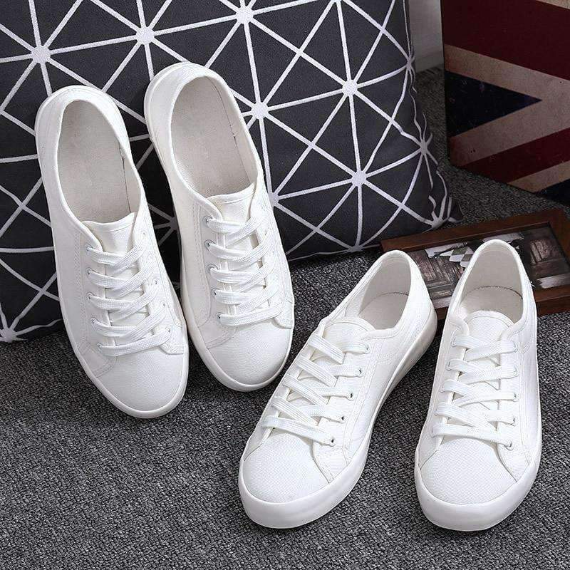 Planet Gates white / 4.5 Casual Women's Vulcanize Shoes Lace-Up Solid Female Fashion Walking Ladies Canvas Shoes Flat Footwear Women Summer Shoes CLD901