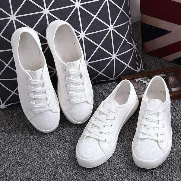 Planet Gates white / 4.5 Casual Women's Vulcanize Shoes Lace-Up Solid Female Fashion Walking Ladies Canvas Shoes Flat Footwear Women Summer Shoes CLD901