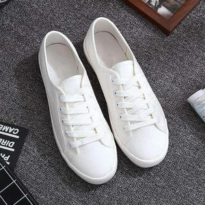 Planet Gates white / 4.5 Casual Women's Vulcanize Shoes Lace-Up Solid Female Fashion Walking Ladies Canvas Shoes Flat Footwear Women Summer Shoes CLD901
