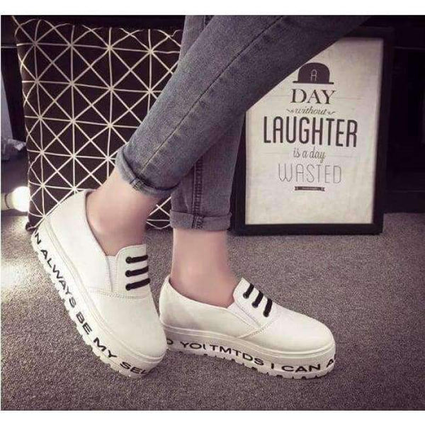 Creepers Smile Face Shoes Woman Plus Size 35-40 Platform Women Flats Shoes 2016 White - White / 4.5