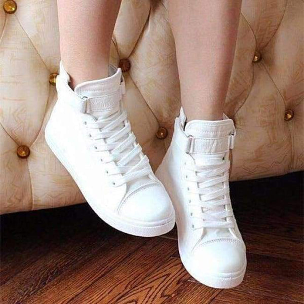 Planet Gates white / 4.5 High Top Sneakers Women Vulcanize Shoes Basket Femme White Canvas Shoes Woman Lace Up Trainers Women Tenis Feminino Casual