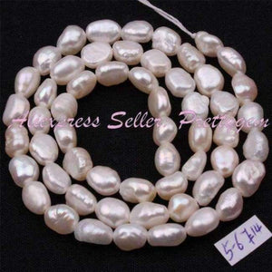 Planet Gates White 4-6x5-8mm Freeform Freshwater Pearl Natural Stone Beads For Necklace Bracelet Jewelry Making Spacer Strand 14" Free Shipping
