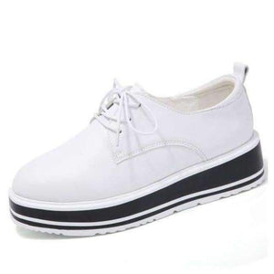 Planet Gates White / 4 AODLEE Spring Autumn Platform Leather Shoes Women Creepers Casual Shoes Woman Flats Lace-Up Black Ladies Shoes Zapatos Mujer