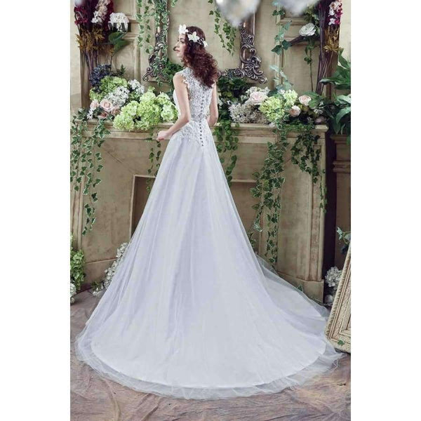 Planet Gates White / 4 Buttons Appliques Ivory Bridal Dress Wedding Gowns Crystal Beading Sash White Plus Size Wedding Dresses vestidos de novia