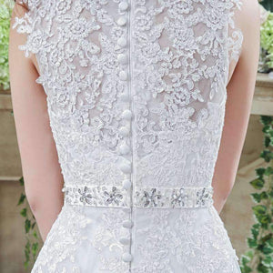 Planet Gates White / 4 Buttons Appliques Ivory Bridal Dress Wedding Gowns Crystal Beading Sash White Plus Size Wedding Dresses vestidos de novia