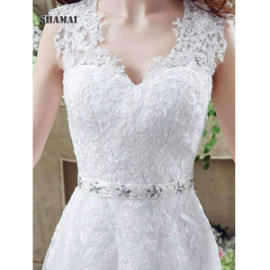 Planet Gates White / 4 Buttons Appliques Ivory Bridal Dress Wedding Gowns Crystal Beading Sash White Plus Size Wedding Dresses vestidos de novia