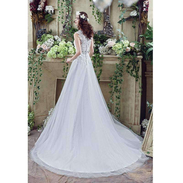 Planet Gates White / 4 Buttons Appliques Ivory Bridal Dress Wedding Gowns Crystal Beading Sash White Plus Size Wedding Dresses vestidos de novia