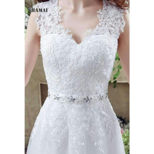 Planet Gates White / 4 Buttons Appliques Ivory Bridal Dress Wedding Gowns Crystal Beading Sash White Plus Size Wedding Dresses vestidos de novia