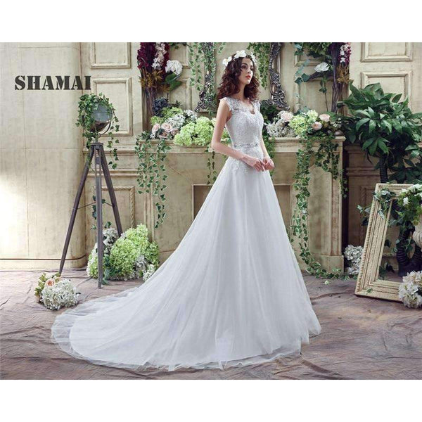 Planet Gates White / 4 Buttons Appliques Ivory Bridal Dress Wedding Gowns Crystal Beading Sash White Plus Size Wedding Dresses vestidos de novia