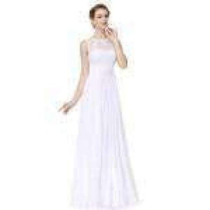 Planet Gates White / 4 / China Bridesmaid Dresses Ever-Pretty EP08352 Women's Cheap Sleeveless A-line Long Modest Elegant Party Dress with Appliques