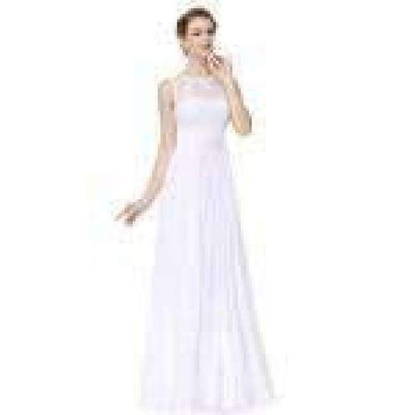 Planet Gates White / 4 / China Bridesmaid Dresses Ever-Pretty EP08352 Women's Cheap Sleeveless A-line Long Modest Elegant Party Dress with Appliques