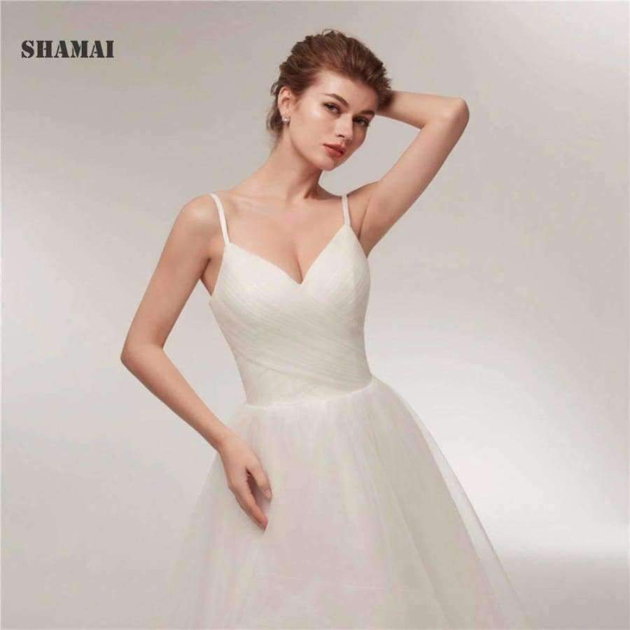 Planet Gates White / 4 / Floor Length Beach Wedding Dresses 2018 Spaghetti Straps Wedding Gowns Cheap Real Photo Vestido De Noiva White Ivory Bride Dress