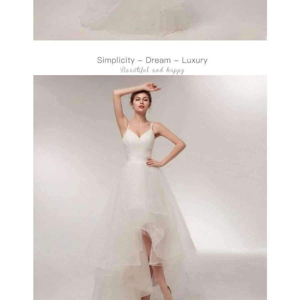 Planet Gates White / 4 / Floor Length Beach Wedding Dresses 2018 Spaghetti Straps Wedding Gowns Cheap Real Photo Vestido De Noiva White Ivory Bride Dress