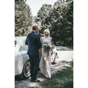 Planet Gates White / 4 Long Sleeves Wedding Dresses Boho High Neck Exquisite Lace Backless Chic Wedding Dress Bridal Gowns