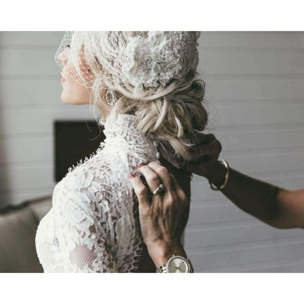 Planet Gates White / 4 Long Sleeves Wedding Dresses Boho High Neck Exquisite Lace Backless Chic Wedding Dress Bridal Gowns