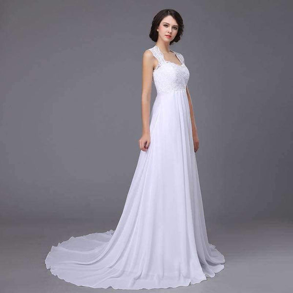 Planet Gates White / 4 V-neck Chiffon Lace Up Vestidos De Noiva Pleated Backless Beach A-line Wedding Dresses Robe De Marriage Bridal Gowns
