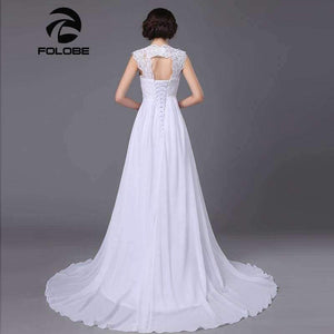 Planet Gates White / 4 V-neck Chiffon Lace Up Vestidos De Noiva Pleated Backless Beach A-line Wedding Dresses Robe De Marriage Bridal Gowns