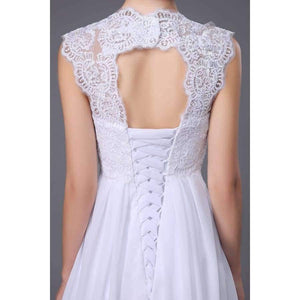 Planet Gates White / 4 V-neck Chiffon Lace Up Vestidos De Noiva Pleated Backless Beach A-line Wedding Dresses Robe De Marriage Bridal Gowns