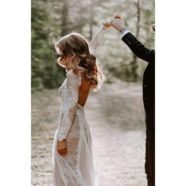 Planet Gates White / 4 Wedding Dresses Boho 2018 Exquisite Lace Backless Chic Wedding Dress Bridal Gowns Robe De Mariage 2018