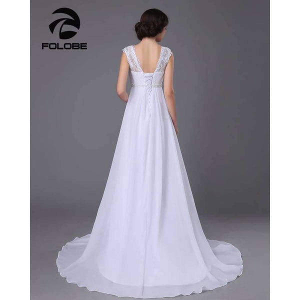Planet Gates White / 4 White/Ivory Beading Lace Vestidos De Noiva Chiffion Backless Beach A-line Wedding Dresses Robe De Marriage Bridal Gowns