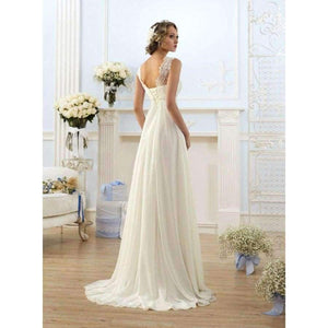 Planet Gates White / 4 White/Ivory Beading Lace Vestidos De Noiva Chiffion Backless Beach A-line Wedding Dresses Robe De Marriage Bridal Gowns