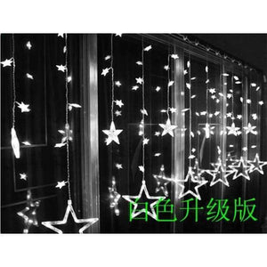 Planet Gates White 48star LAIMAIK AC110V or 220V Holiday Lighting LED Fairy Star Curtain String luminarias Garland Decoration Christmas Wedding Light 2M