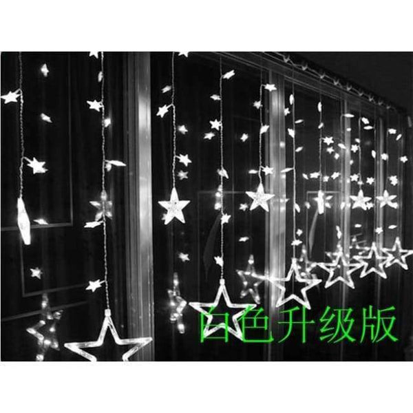 Planet Gates White 48star LAIMAIK AC110V or 220V Holiday Lighting LED Fairy Star Curtain String luminarias Garland Decoration Christmas Wedding Light 2M