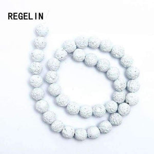 Planet Gates White / 4MM REGELIN Colorful Volcanic Lava Stone Round Loose beads Natural Stone Rock Ball DIY For Jewelry Bracelet/Necklace Making Gift